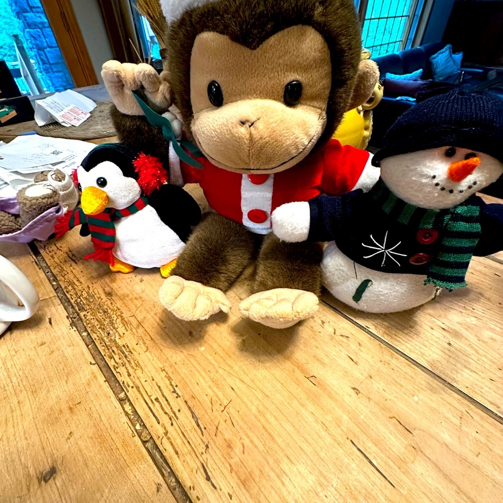Three holiday stuffed animals